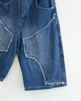 Rough Double Knee Half Denim Pants