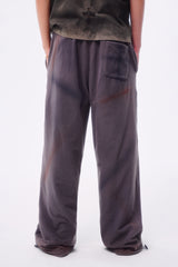 FLEECE SPRAY-DIRT CROSS LINE HEM DRAWSTRING ADJUSTABLE SWEATPANTS