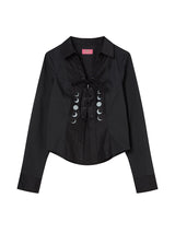 EYELET KNOT SHIRTS (BLACK)
