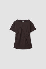 ピンチコットンTシャツ / ブラウン