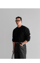 Wool Button Round Knit [Black]