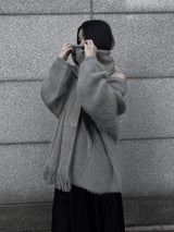 オーバーフィットモヘアリップネックニット (2color)