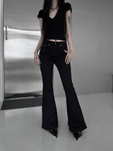 studded mid-rise bootcut denim