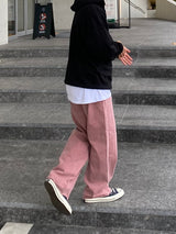 Pink cutting wide pants