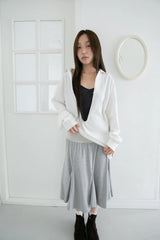 stripe banding flare midi skirt(3colors)