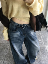 Plum Folding Wide Denim Pants (2c)