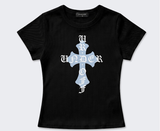 Stretch Cotton Slim Short Sleeve T-shirt Cross Black