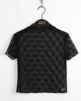 ラピット シースルーリボン ハーフタートルネック 半袖Tシャツ