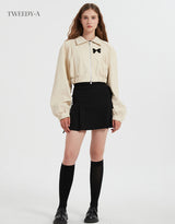Fuppy Ribbon Detail Two-Way Leather Jacket 2 Color