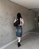 Pocket medium denim skirt