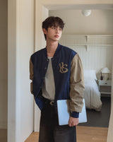 Barent Denim Color Matching Varsity Jacket