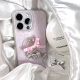 シルバーリボンairpodクリアハードケース (airpods ケース)