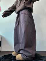 ピーチフリース🍑アメリカンビッグオーバーコットンバルーンパンツ 🤎💜🖤3COLOR