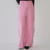 leather mix snap pants