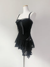 [only suzen] Temer lace ribbon dress (black)