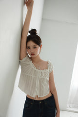 DOTDOT SHIRRING BLOUSE
