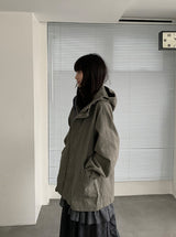 [unisex] オシャロウォッシングオーバーフードジャケット