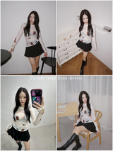 Blur Cartoon Mash Round Long Sleeve T-shirt