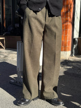 City wool one tuck wide pants