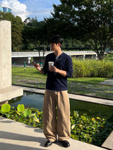 ソリスヘンリーネック長袖ニットTシャツ (4 Colors)