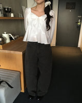 [New spring 🔥🌸/Recommendation for Guest Look] Silaven Square Neck Shoulder Puff Frill Ribbon Strap Blouse 4 Colors Formal Look/ Sweet Girl Look