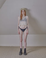 ethnic lace hoodie sleeveless / white