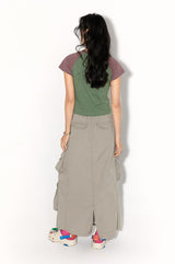 Knitted camouflage patchwork straight silhouette workwear half skirt for summer