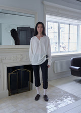 Boyfriend Henley Loose T-shirt (Ivory)