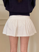 Ribbon Strap Lace Flare Mini Skirt (2color)