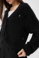 Classic sugarplum hairy cardigan, Black