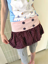 UnsocialNight 夏季新作 オリジナルデザイン ドット柄切替 ふんわりバルーンショートパンツスカート ガーリー レディース