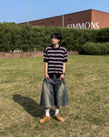 ヴェロカーブステッチバミューダデニムパンツ