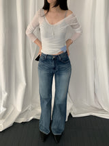 Accree V-neck sheer T-shirt