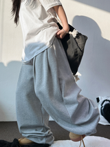 10000SOLD❤ FRONT TWO PINTUCK BALLOON WIDE  OVER PANTS 🩶🖤2COLOR 🩶S-XL