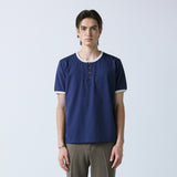 henley neck concho ringer t-shirt navy