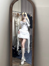 1461. Frill ruffle long chiffon layered cover sk (2color)