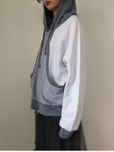 Block Cutout Hoodie Zip-Up