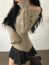 Off-Shoulder Cable Sweater