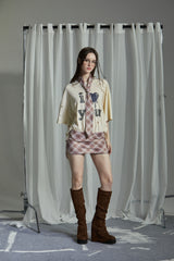 CHECK JERSEY SKIRT