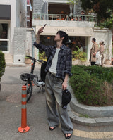 コニーリネンクロップチェックシャツ