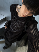 Munts Grunge Mesh Printed Knit