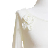 (3color) Rose Appliqué Wool Long Sleeve Tee