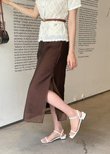 Corinne Layered Chiffon Slit Maxi Long Skirt
