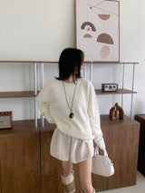 [UNISEX] クラウディーシーズンオーバーフィットアンゴラクルーネックロングスリーブニット (7 colors)