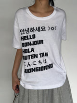 Bonju-Hi Letter Semi-Cropped Basic Fit T-Shirt 5color
