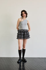 BEBE UNBALANCE SLEEVELESS TOP / GRAY