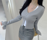 (FABRIC GUARANTEED/GLAM FIT🩶) 4 COLORS ボディーシェイプボタンニットカーディガンボレロ 🩶