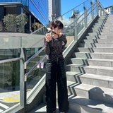 leather mix snap pants