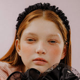 SHIRRING SATIN HAIR BAND (BLACK)