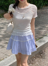#Wave Point Short Sleeve T-shirt + Sleeveless Set (3color)